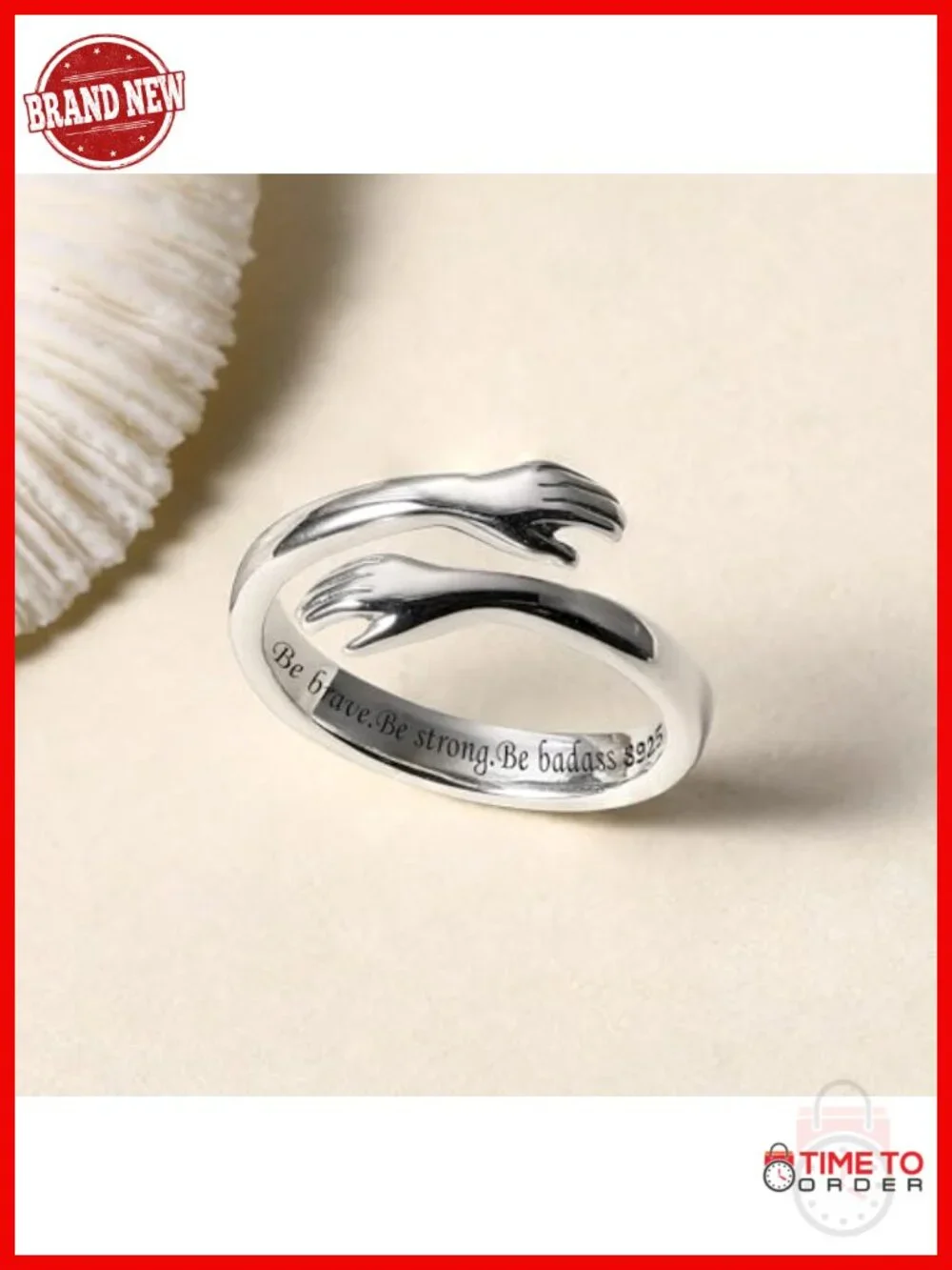 925 Sterling Silver Hug Rings Women Adjustable Friendship Ring